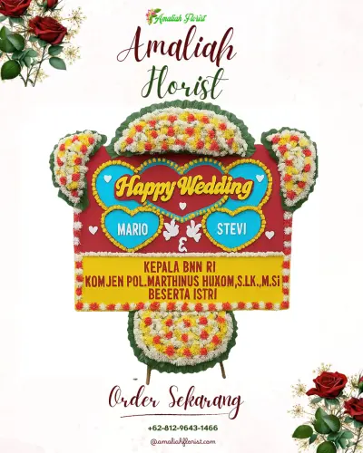 Karangan Papan Bunga Pernikahan di Ngis
